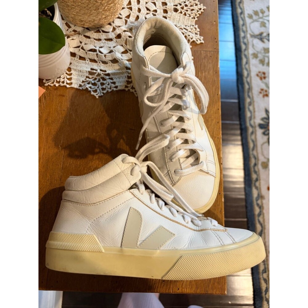 Veja White High-Top Sneaker with Cream Sole - Picture 10 of 10